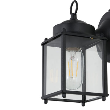 Boston 4.25" Farmhouse Industrial Iron/Glass Outdoor LED Sconce - JONATHAN Y
